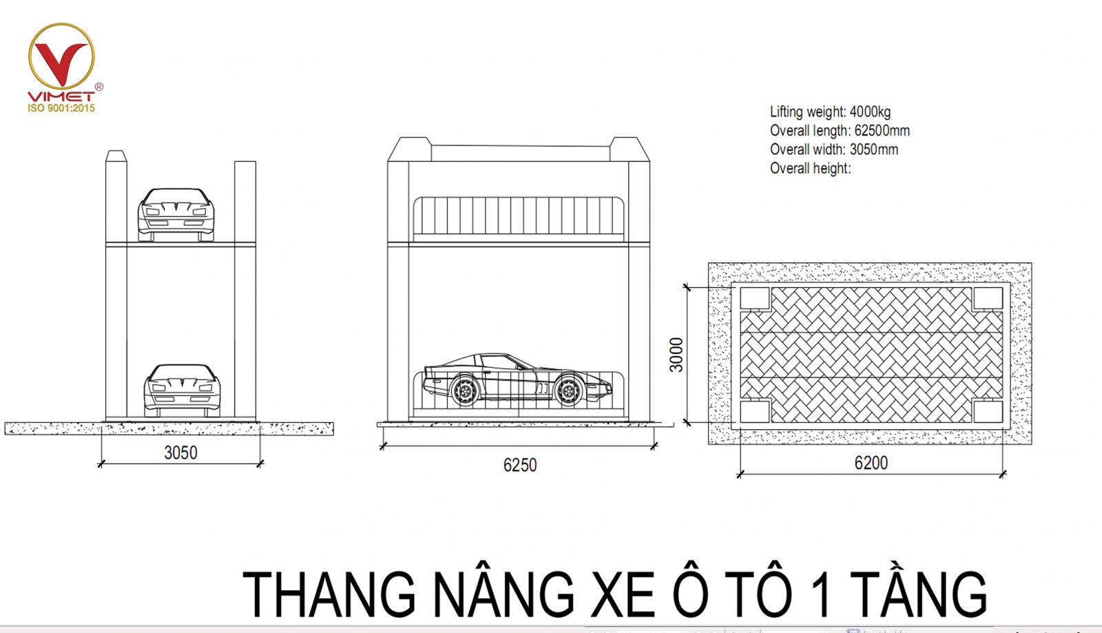 Thang nâng xe lên lầu 1 tầng VFLH0160