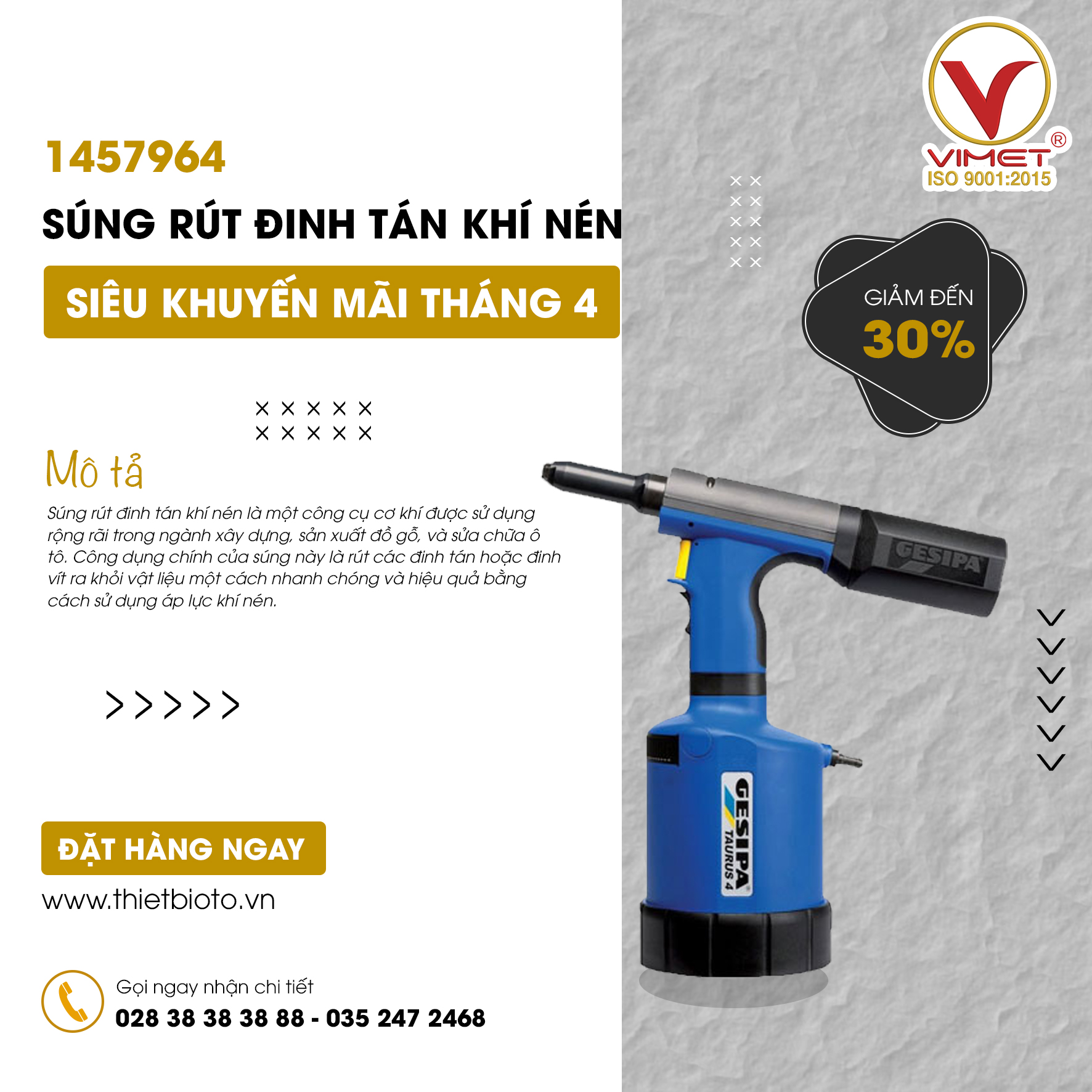 Súng rút đinh tán khí nén GESIPA TAURUS® 4