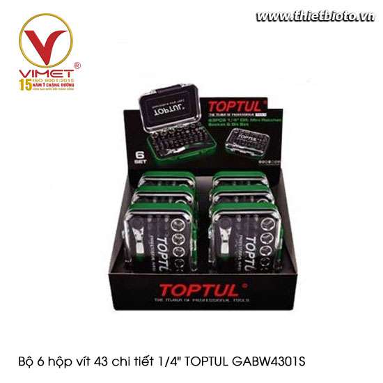 Bộ 6 hộp vít 43 chi tiết 1/4
